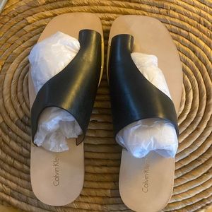 Brand new black leather Calvin Klein sandals size 8 1/2